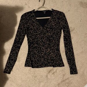 RW&CO. Black and Brown Patterned Blouse